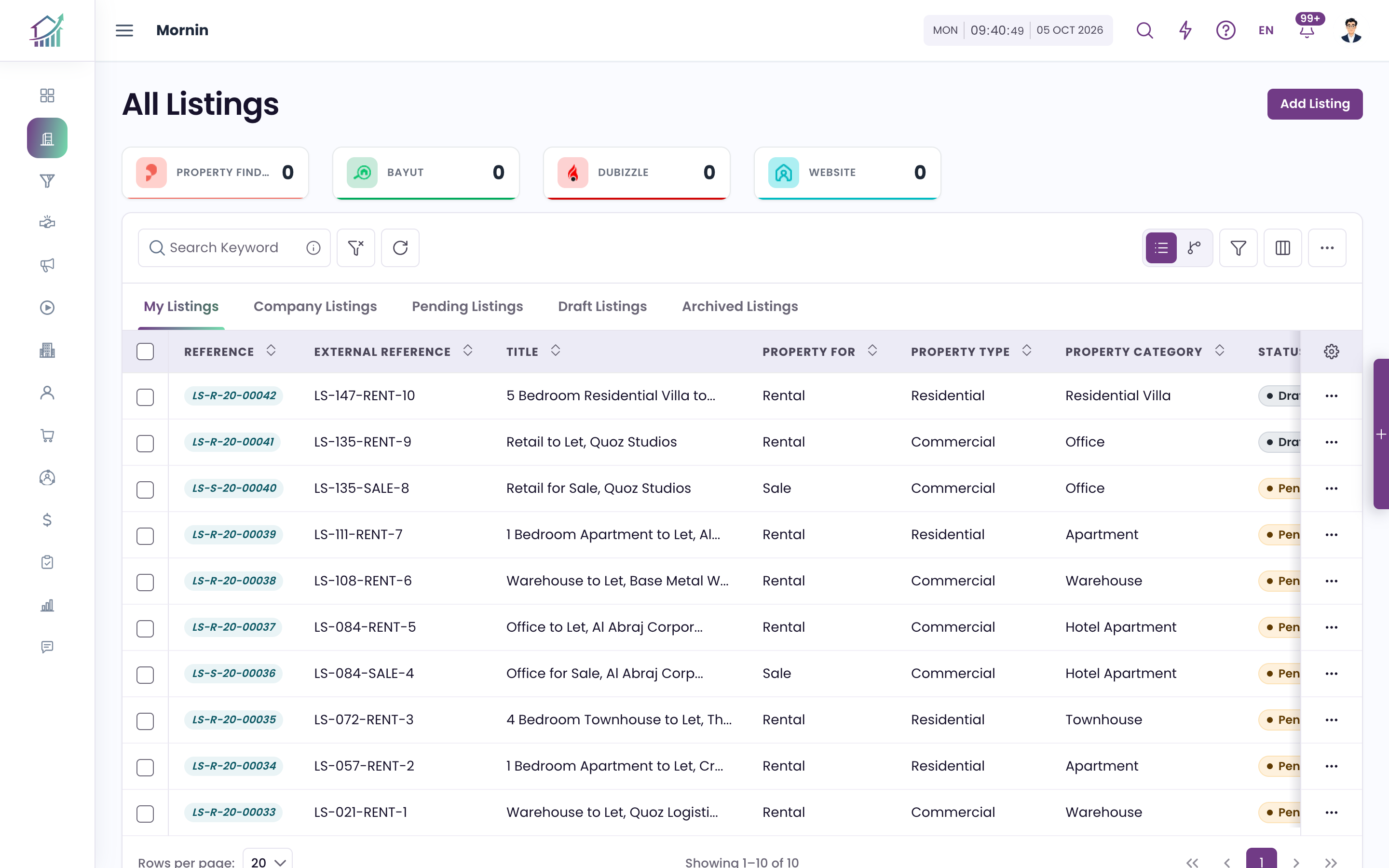 Every portal and ad network feeding one live listings board.